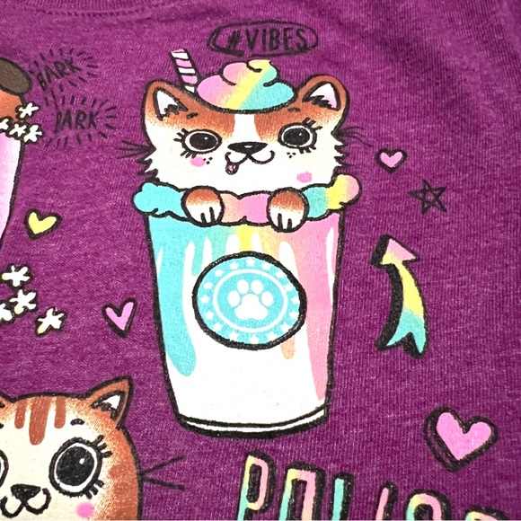 Children’s Place S 5/6 Purple Heather shirt w/Animals in Desserts & Hashtags - Picture 4 of 8